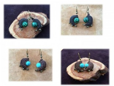 Pendientes macramé piedra natural