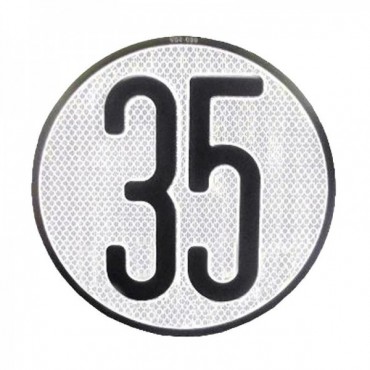 PLACA HOMOLOGADA V4 LIMITACIN VELOCIDAD 35 KM/H.