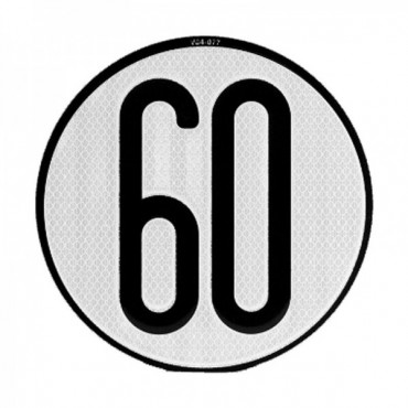 PLACA HOMOLOGADA V4 LIMITACIN VELOCIDAD 60 KM/H.