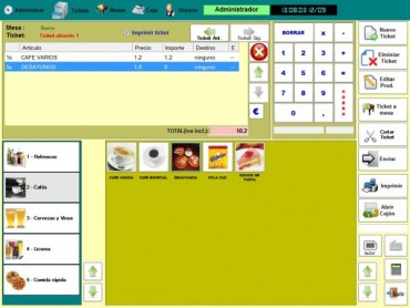 PROGRAMA DE GESTIÓN PARA TPV TÁCTILES DE  RESTAURANTES Y BARES PARA 1 PUESTO